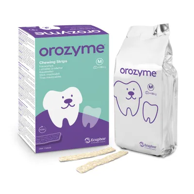 Tiras Mastigáveis Enzimáticas Orozyme Snacks M para Cães Médios – Embalagem 141g