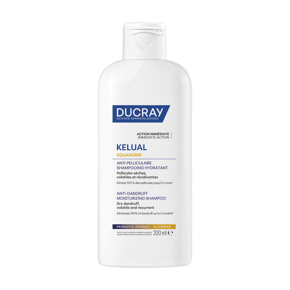 Ducray Champô de cuidado hidratante – Caspa seca KELUAL SQUANORM 200ml