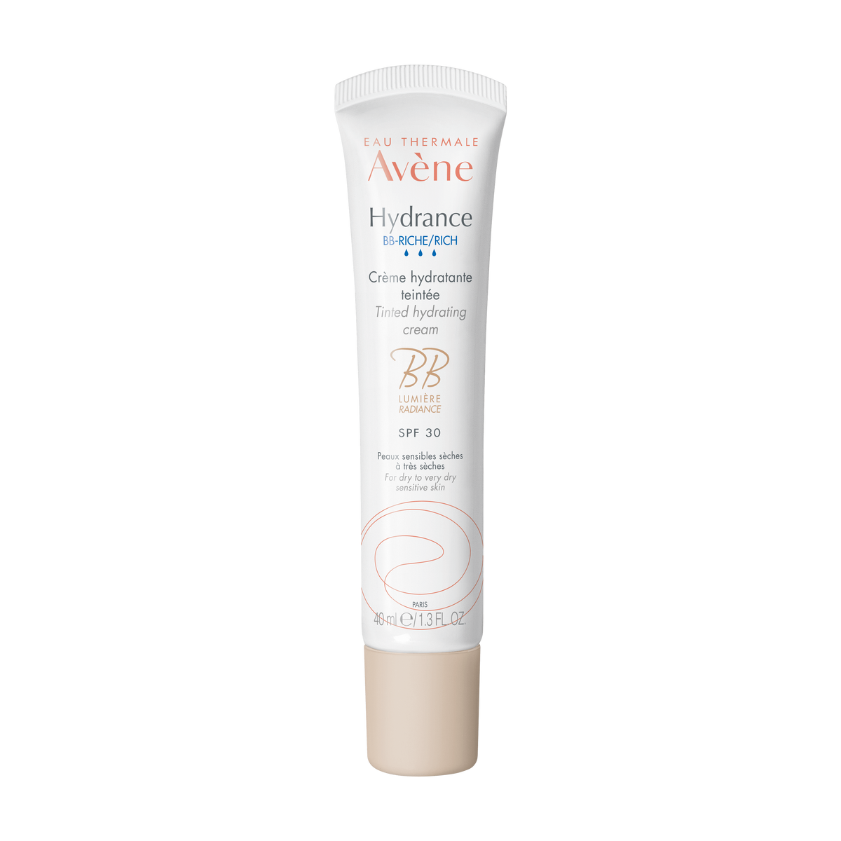 Avène BB com Cor Rico Hydrance SPF 30, pele desidratada seca a muito seca 40ml