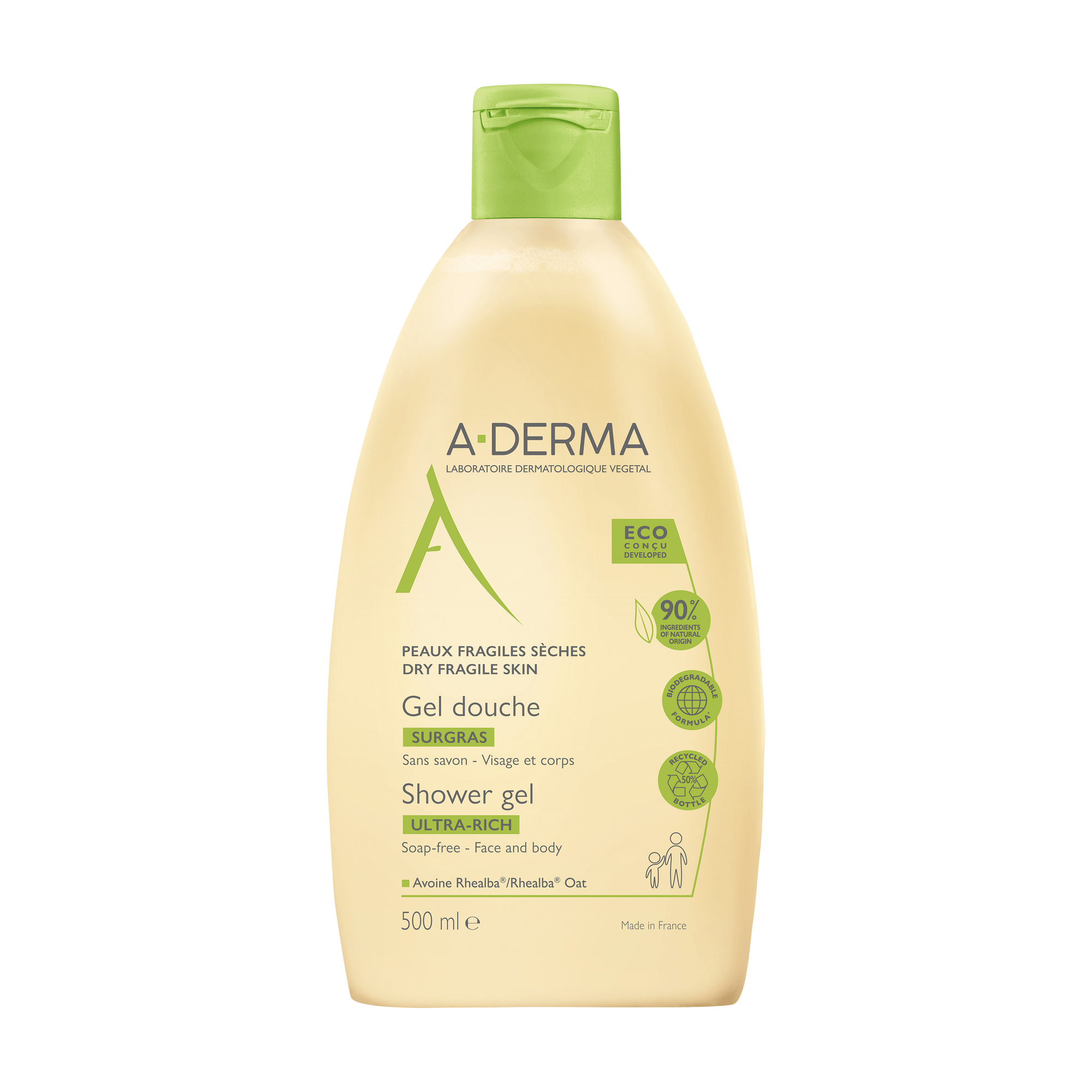 A-Derma Gel Duche Ultra-Rico pele frágil 500mL