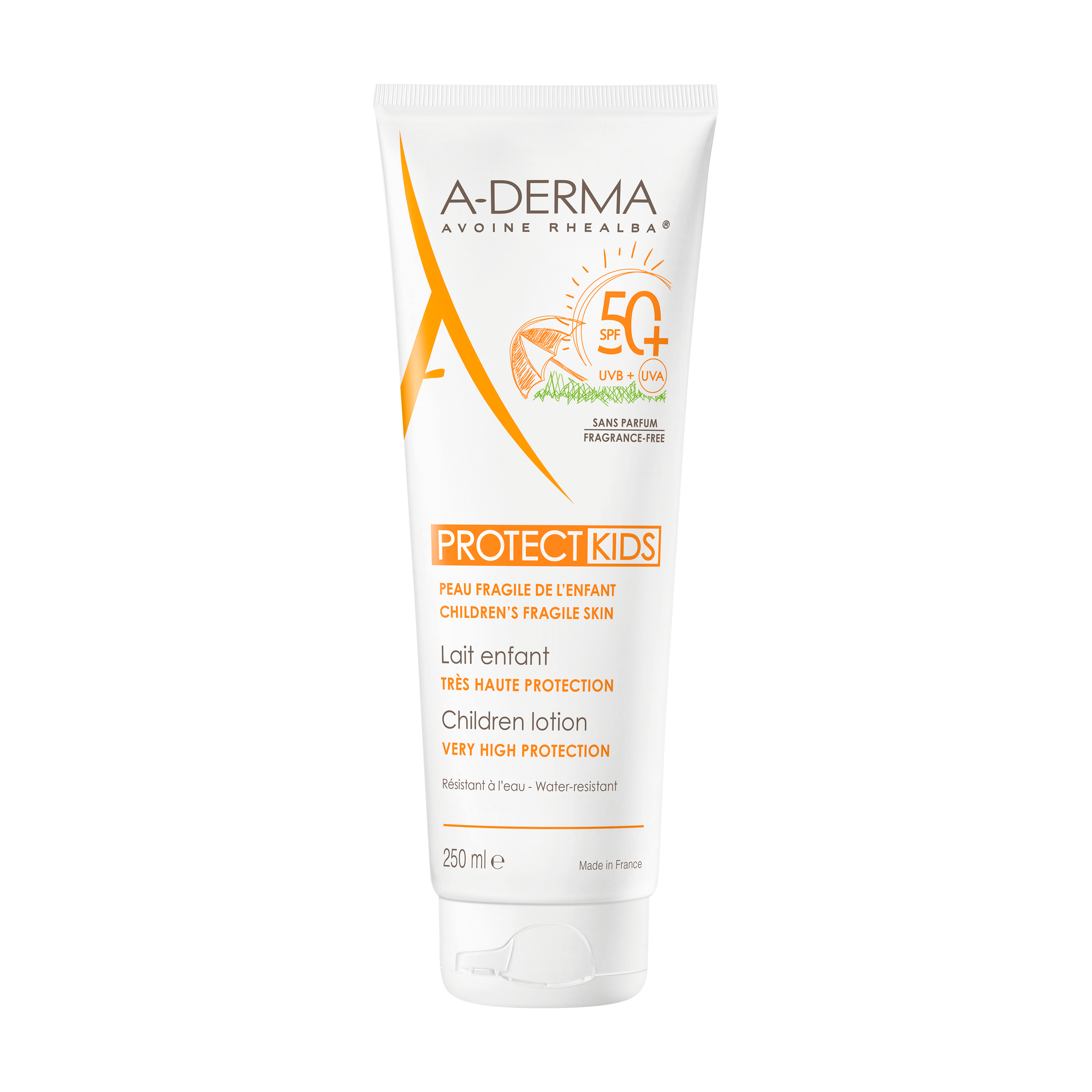 A-Derma Protect Kids Leite solar Criança SPF50+ pele frágil ao sol 250mL