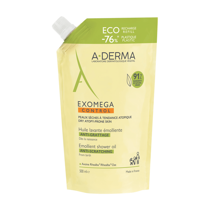 A-Derma Exomega Control Shower Oil Refill for Dry to Atopic Skin 500mL