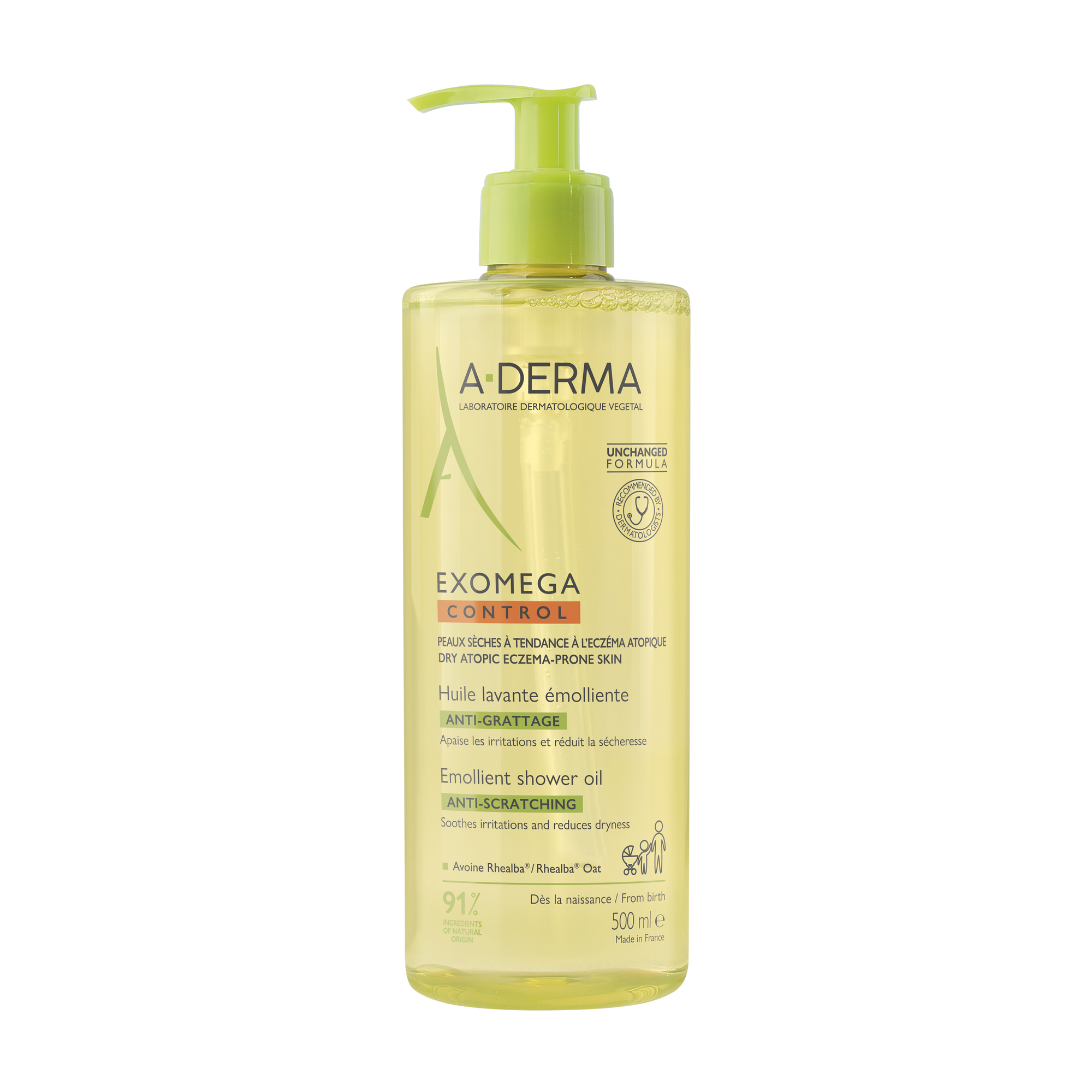 A-Derma Exomega Control Óleo de limpeza emoliente antiprurido 500mL