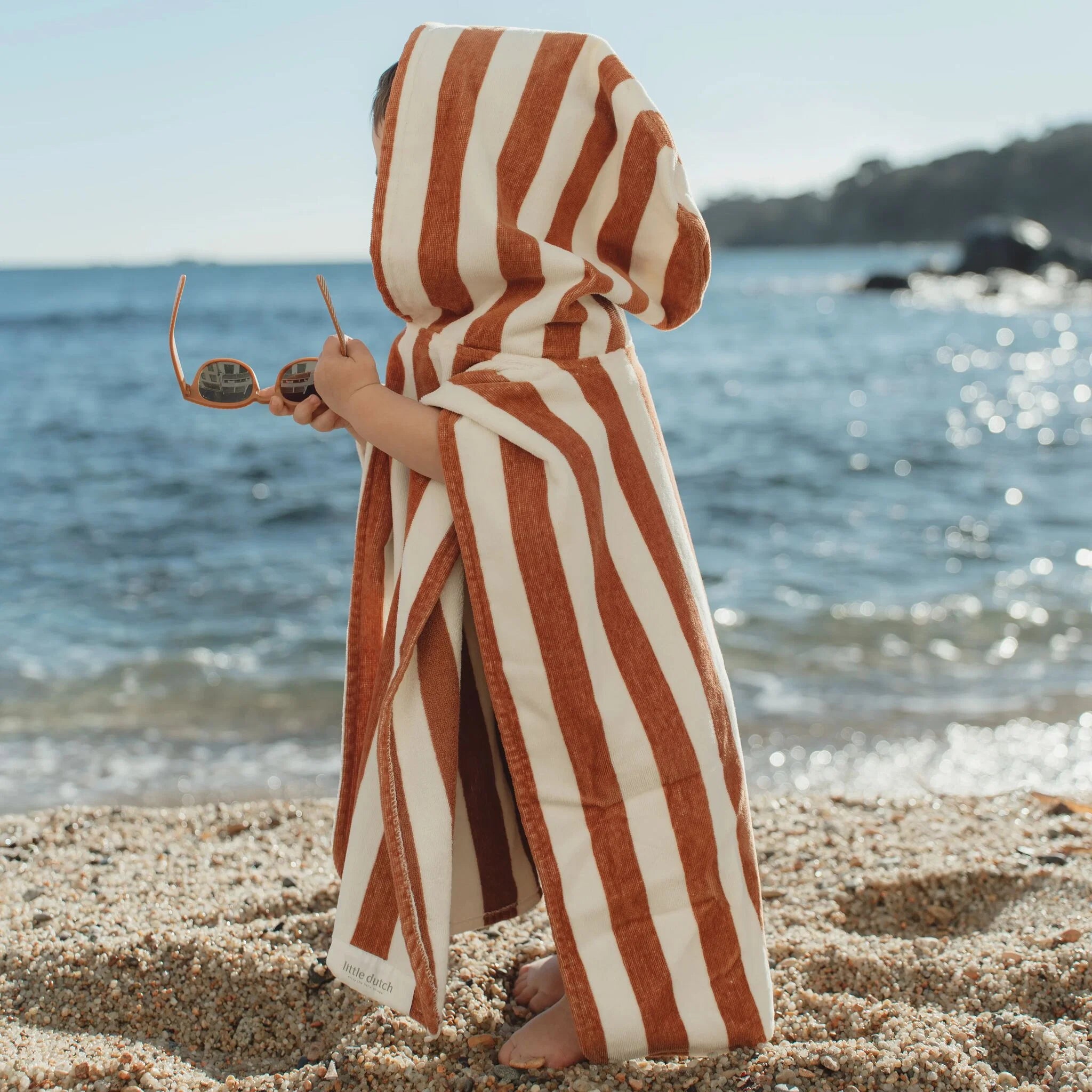 Little Dutch Poncho Ocean World Brown Stripe 39102